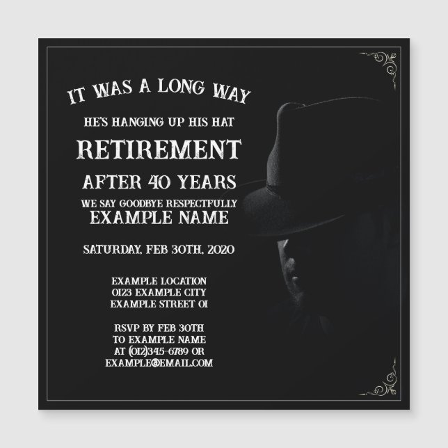 Carte Magnétique Annonce de retraite avec Cowboy dans l'ombre (Devant)