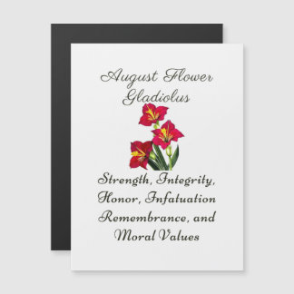 Carte Magnétique Août Mois de naissance Fleur Gladiolus Cadeau de n