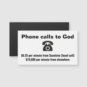 Carte Magnétique Appels téléphoniques à Dieu de Sunshine NC
