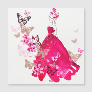 Carte Magnétique Aquarelle Bride Floral Butterfly Gold Parties scin