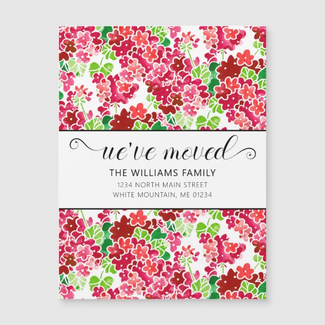 Carte Magnétique Aquarelle de Géranium rose mou Aimant à mouvement  (Devant)