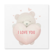 Aquarelle Mignonne Ours En Teddy Avec Coeur - JE V