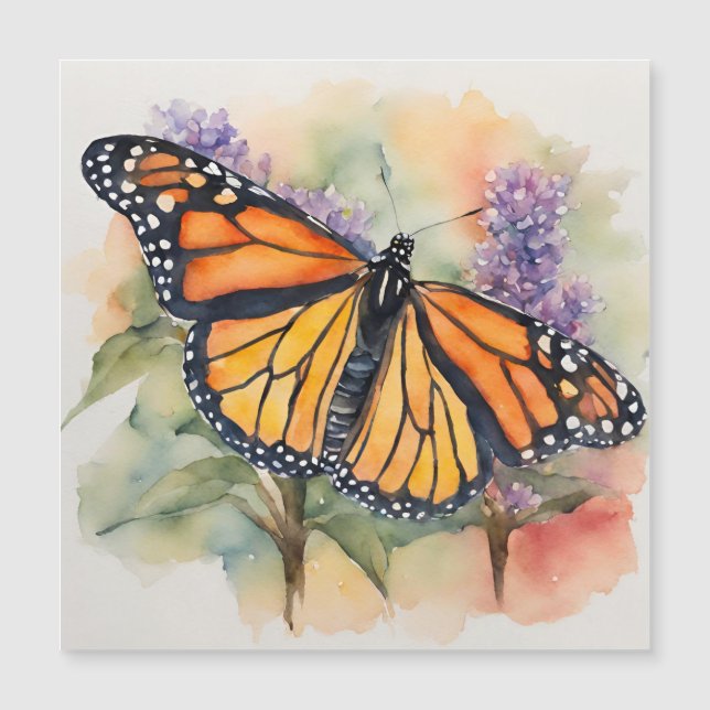 Carte Magnétique Aquarelle Monarch Papillon Imprimer (Devant)