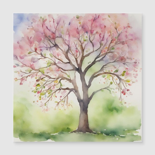 Carte Magnétique Aquarelle Peinture Arbre (Devant)