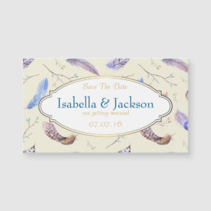 Carte Magnétique Aquarelle Plumes et cadre fantaisie Enregistrer la