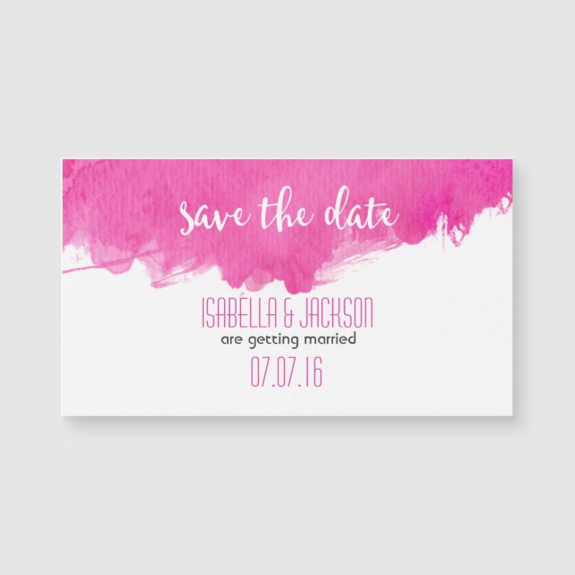 Carte Magnétique Aquarelle Rose Chaud Peinture Splatter Enregistrer (Devant)
