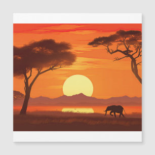 Carte Magnétique Aquarelle Safari africain