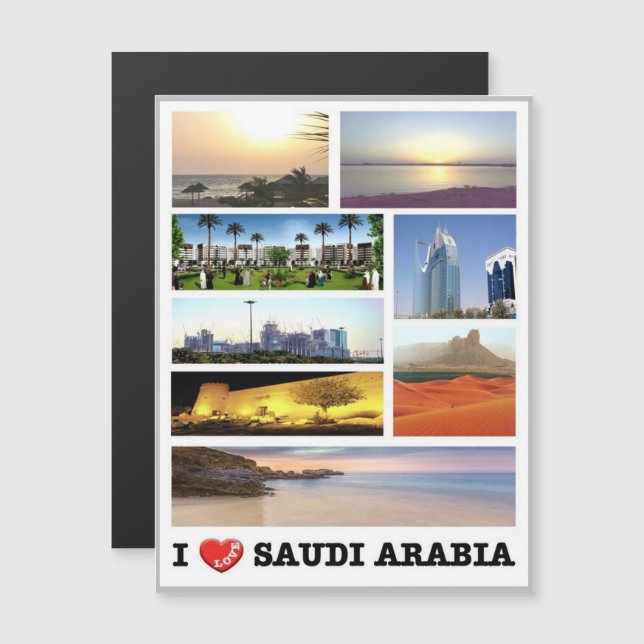 Carte Magnétique Arabie saoudite - I Love - (Devant / Derrière)