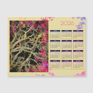 Carte Magnétique Arbre brun  2026  calendrier magnétique