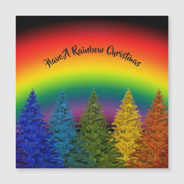 Carte Magnétique Arbre de Noël arc-en-ciel modifiable (Devant)