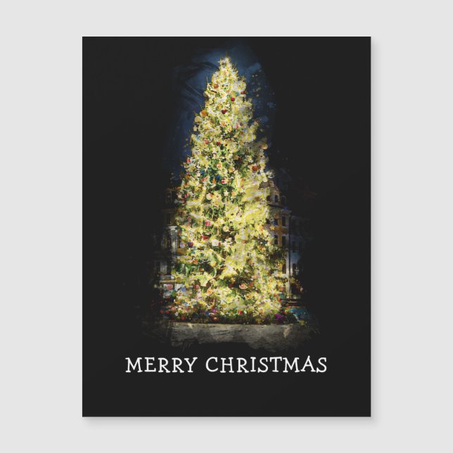 Carte Magnétique Arbre de Noël peint en lumière (Devant)