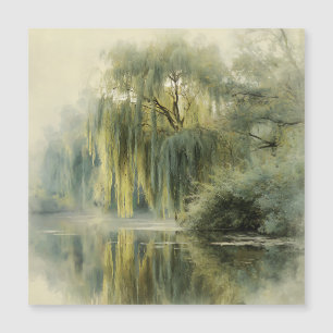 Carte Magnétique Arbre de saule serein - Réflexion - Art de la natu