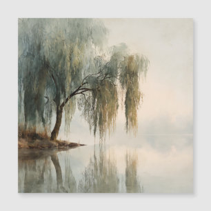 Carte Magnétique Arbre de saule serein réflexion Art de la nature (