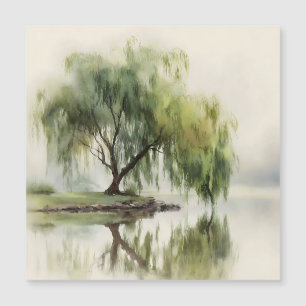 Carte Magnétique Arbre de saule serein Réflexion Nature Art (12)