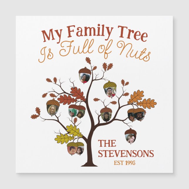 Carte Magnétique Arbre généalogique de famille de photos d'automne  (Devant)