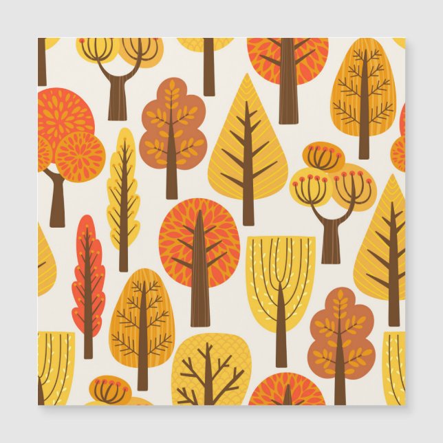Carte Magnétique Arbres d'automne, motif sans soudure. (Devant)