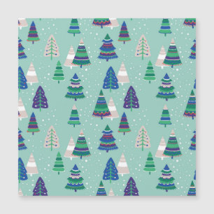 Carte Magnétique Arbres de Noël, arrière - plan bleu