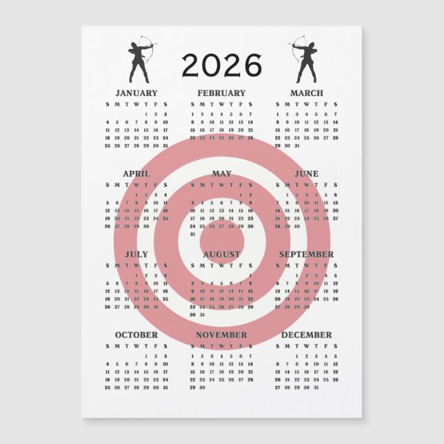 Carte Magnétique Archery Design 2026 Calendar Magnetic Card (Devant)