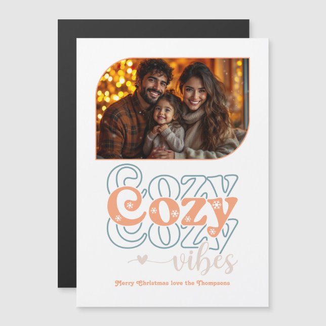 Carte Magnétique Arctic Peach Holiday Keepsake Christmas Photo (Devant / Derrière)