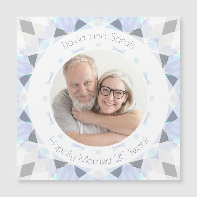 Carte Magnétique Argent 25e anniversaire Mariage Keepsaké cadeau (Devant)