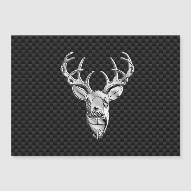 Carte Magnétique Argent Deer Buck sur l'impression en fibre de carb (Devant)