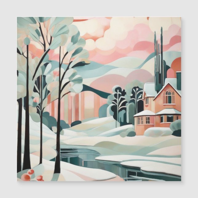 Carte Magnétique Art déco de Noël [ conception magnétique] (Devant)