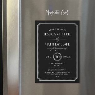 Carte Magnétique Art déco noir et blanc Enregistrer la date
