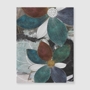 Carte Magnétique Art Floral Abstrait en Linework avec des pétales g