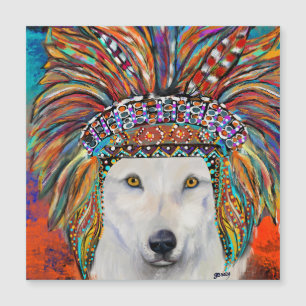 Carte Magnétique Art Loup Blanc