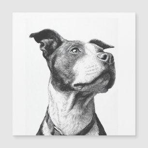 Carte Magnétique Art minimaliste Pitbull noir et blanc