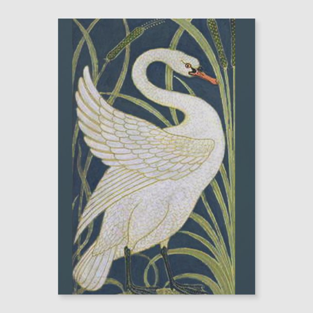 Carte Magnétique Art Nouveau Swan Deux Swans (Devant)