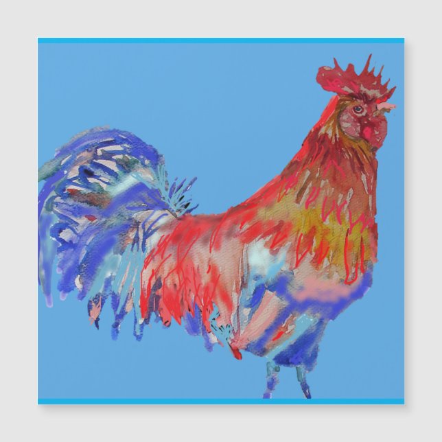 Carte Magnétique Aspirateur rouge et bleu à l'aquarelle (Devant)