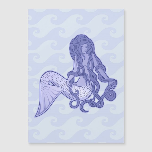 Carte Magnétique Assis Mermaid bleu (Devant)