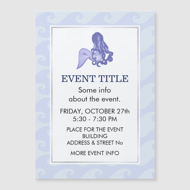 Carte Magnétique Assis Mermaid bleu (Devant)