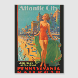 Carte Magnétique Atlantic City Beach Beauté Vintage Art