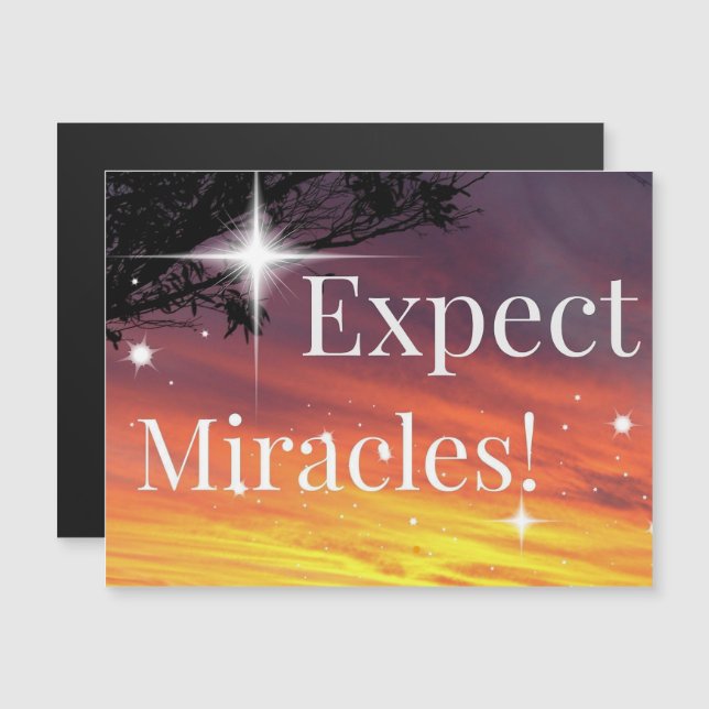 Carte Magnétique Attendez-vous à Miracles Sparkle Sunset Inspiratio (Devant / Derrière)
