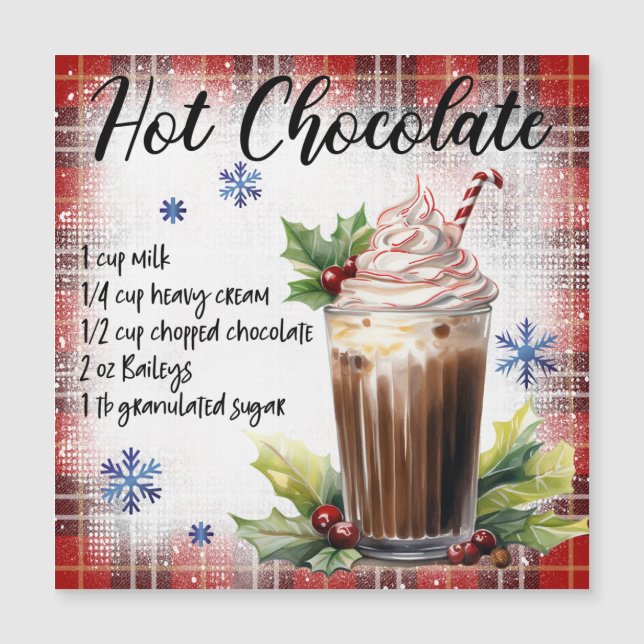 Carte magnétique au chocolat chaud festif (Devant)