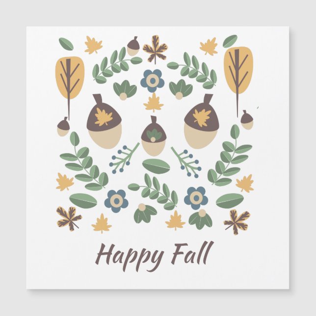 Carte Magnétique Automne Floral verdure Feuille Acorn Motif (Devant)