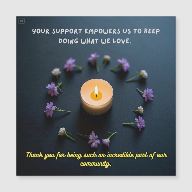 Carte Magnétique Avec Sincère Merci (Devant)