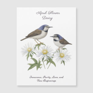 Carte Magnétique Avril Mois de naissance Fleur Daisy Chéri Annivers