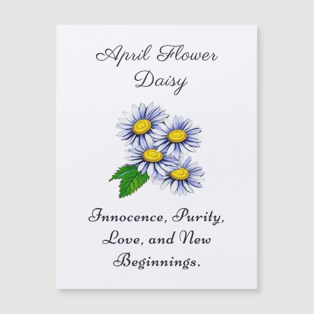 Carte Magnétique Avril Mois de naissance Fleur Daisy Fresque et Sim (Devant)
