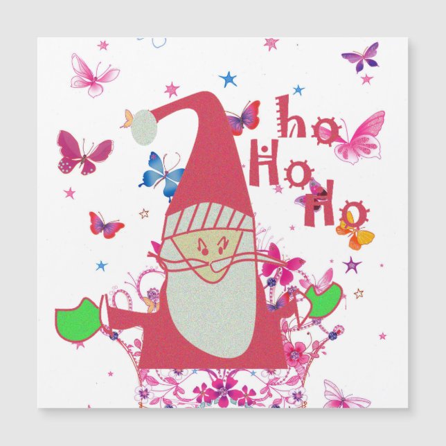 Carte Magnétique Ayez un Hohoho coloré Beau Papillon de Noël (Devant)