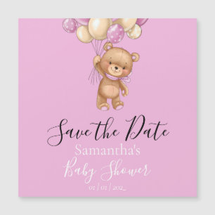 Carte Magnétique Baby shower à ballets roses Teddy Bear Enregistrer
