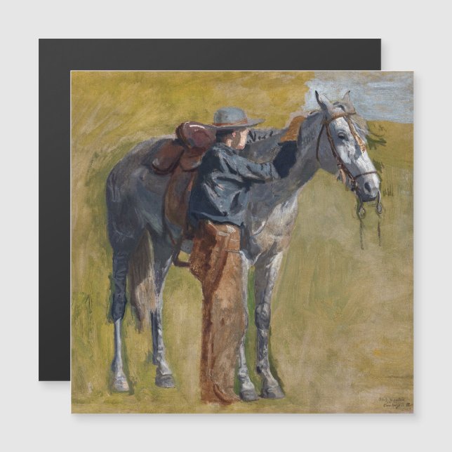 Carte Magnétique Badlands américains : Vieux West Cowboy avec cheva (Devant / Derrière)