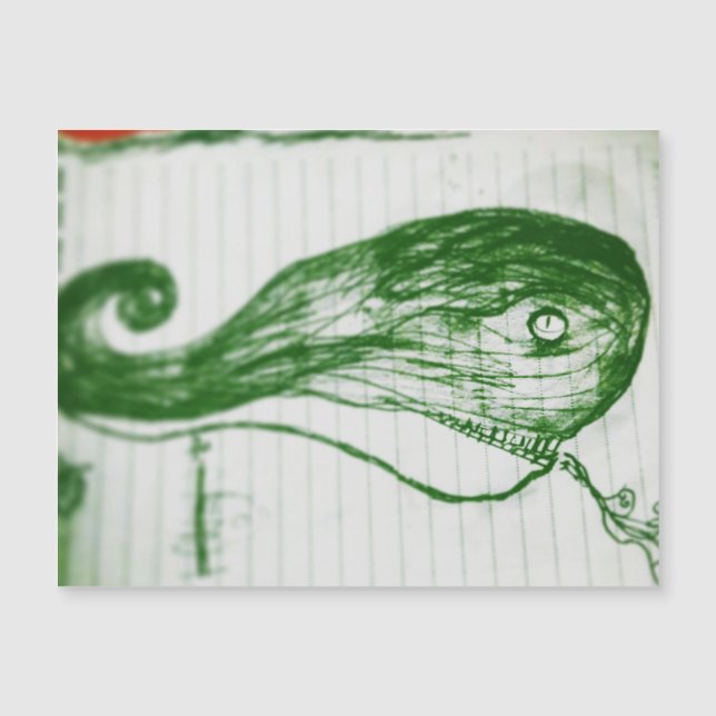 Carte Magnétique baleine verte dessin manga anime (Devant)