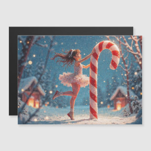 Carte Magnétique Ballerina Anime Fille et Sucre de canne Noël