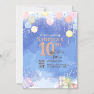 Carte magnétique ballon ciel bleu aquarelle