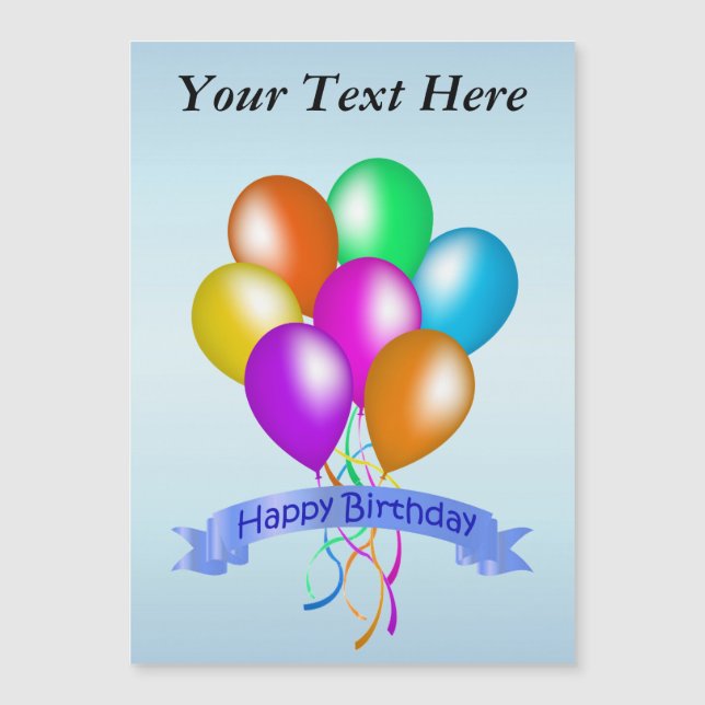 Carte Magnétique Ballons d'anniversaire colorés et heureux (Devant)