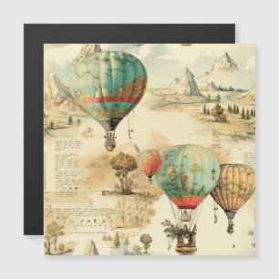 Carte Magnétique Balloon vintage à air chaud dans un paysage serein