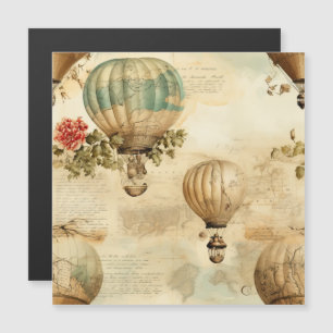 Carte Magnétique Balloon vintage à air chaud dans un paysage serein